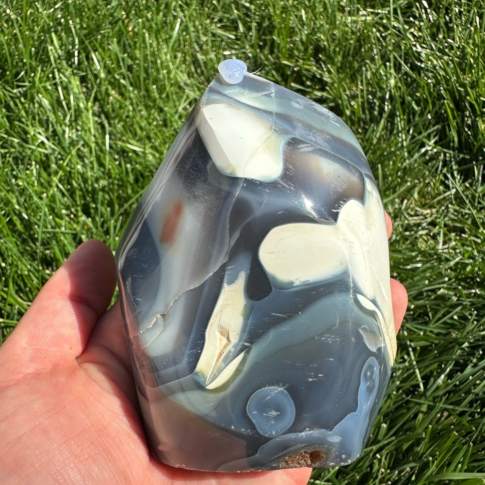 Polished Orca Agate Stone Decor